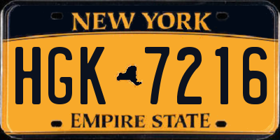 NY license plate HGK7216