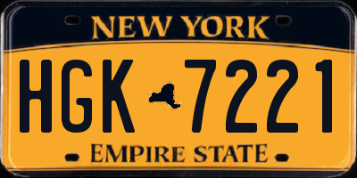 NY license plate HGK7221