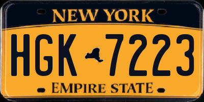 NY license plate HGK7223