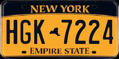 NY license plate HGK7224