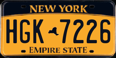 NY license plate HGK7226