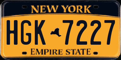 NY license plate HGK7227