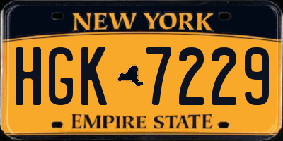 NY license plate HGK7229