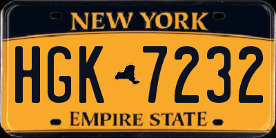 NY license plate HGK7232