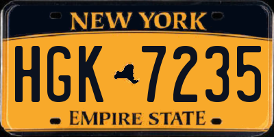 NY license plate HGK7235