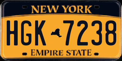 NY license plate HGK7238