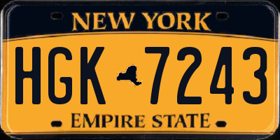 NY license plate HGK7243
