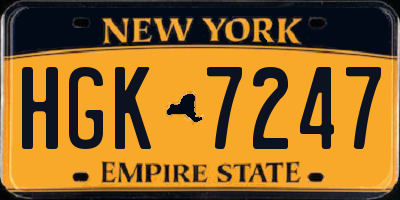 NY license plate HGK7247