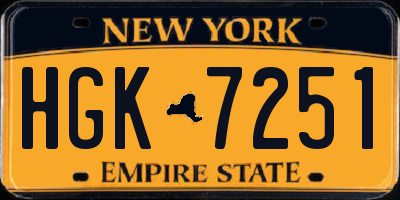 NY license plate HGK7251