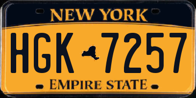 NY license plate HGK7257