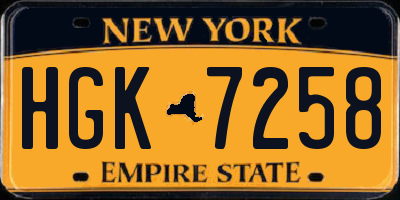 NY license plate HGK7258