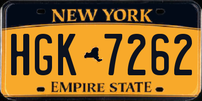 NY license plate HGK7262