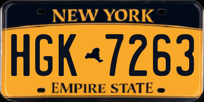 NY license plate HGK7263