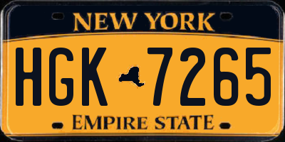 NY license plate HGK7265