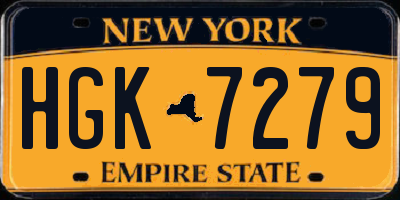 NY license plate HGK7279