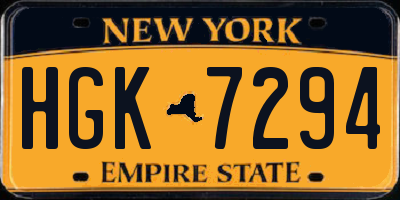 NY license plate HGK7294