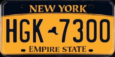 NY license plate HGK7300