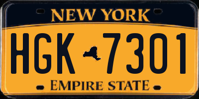 NY license plate HGK7301