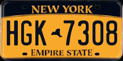 NY license plate HGK7308