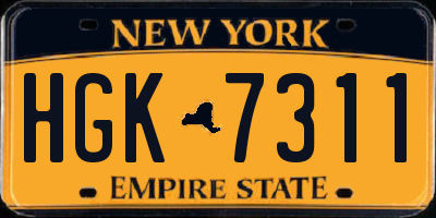 NY license plate HGK7311