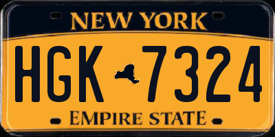 NY license plate HGK7324