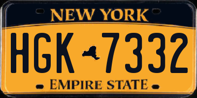 NY license plate HGK7332