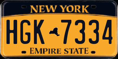 NY license plate HGK7334