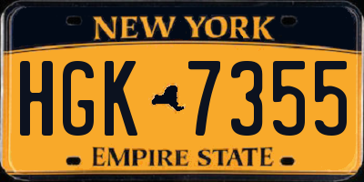 NY license plate HGK7355