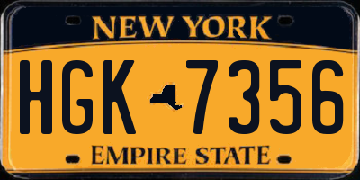 NY license plate HGK7356