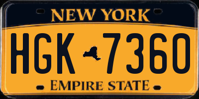 NY license plate HGK7360