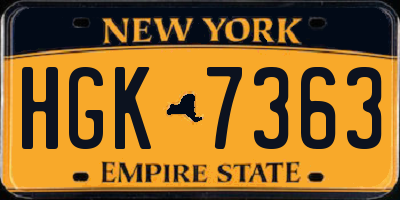 NY license plate HGK7363