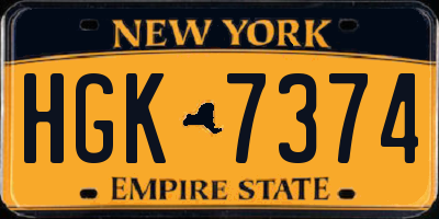 NY license plate HGK7374