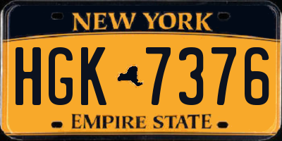 NY license plate HGK7376