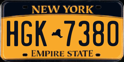 NY license plate HGK7380