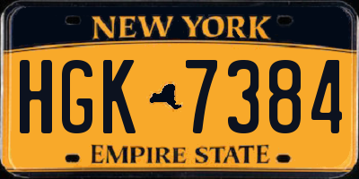 NY license plate HGK7384