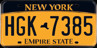 NY license plate HGK7385