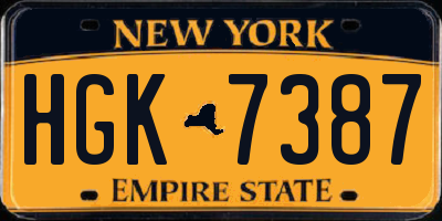 NY license plate HGK7387