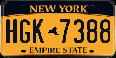 NY license plate HGK7388