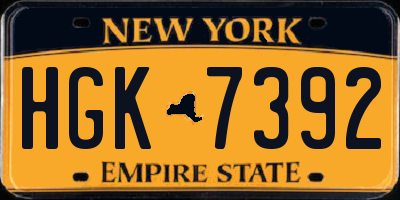 NY license plate HGK7392