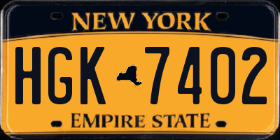 NY license plate HGK7402