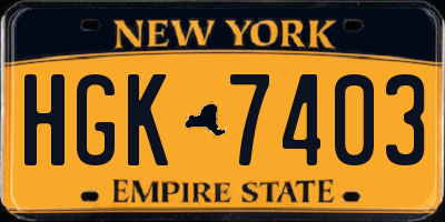 NY license plate HGK7403