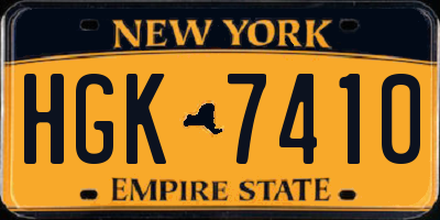 NY license plate HGK7410