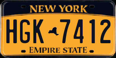 NY license plate HGK7412