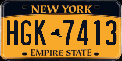 NY license plate HGK7413