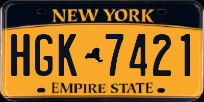 NY license plate HGK7421