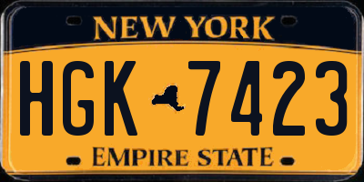 NY license plate HGK7423