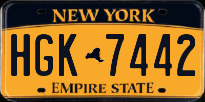 NY license plate HGK7442