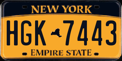 NY license plate HGK7443