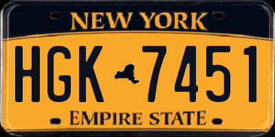 NY license plate HGK7451