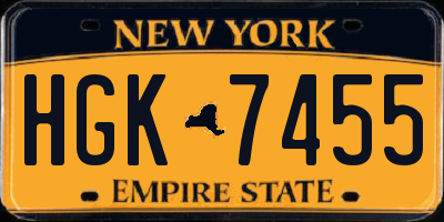 NY license plate HGK7455